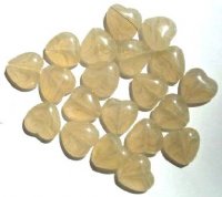 20 15mm Light Smoke Topaz Marble Glass Heart Beads